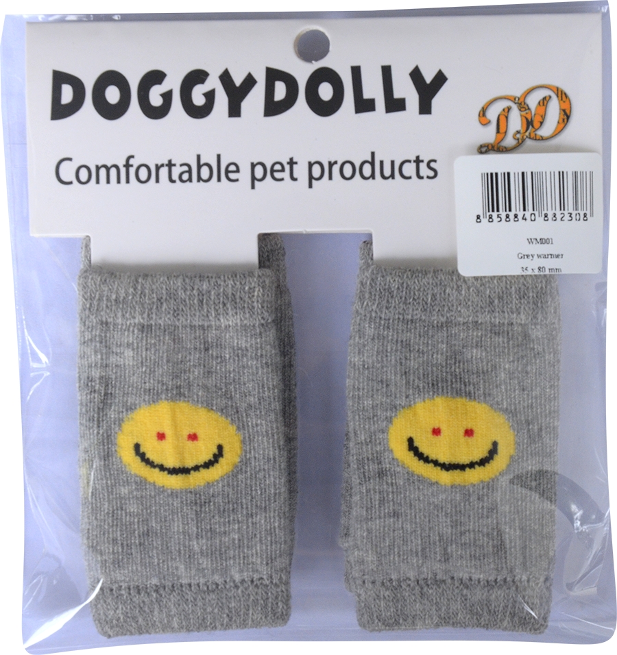 DoggyDolly WM001 Beinwärmer für Hunde Smiley grau