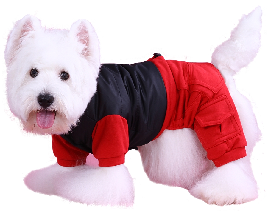 DoggyDolly W108 Outdoor Jogginganzug für Hunde schwarz-rot