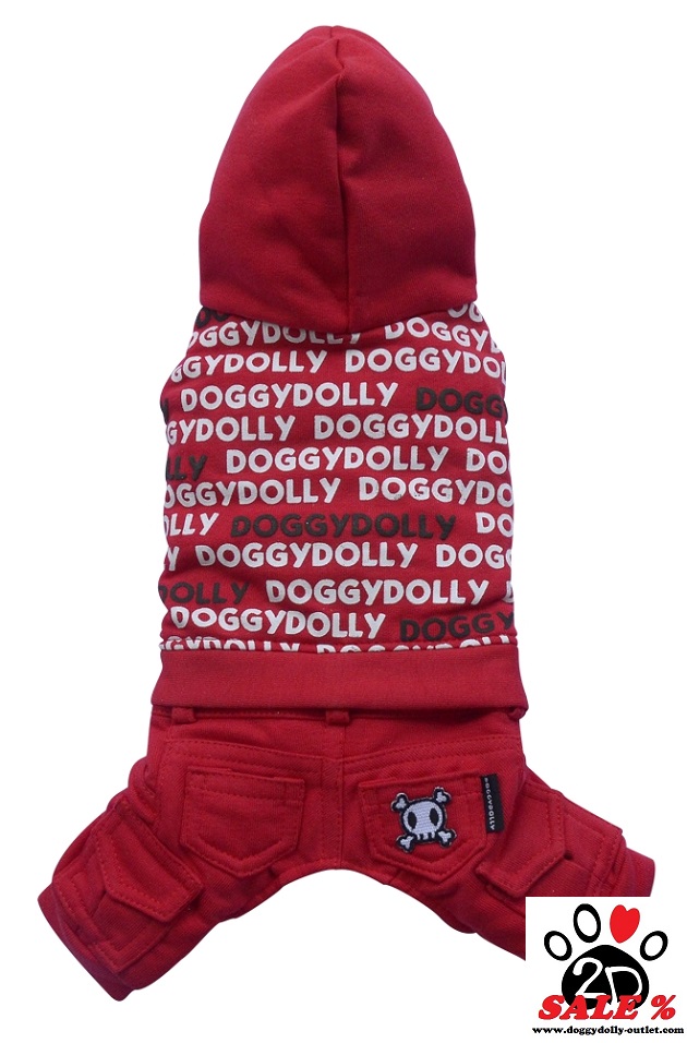 DoggyDolly DRF013 Jogginganzug für Hunde rot
