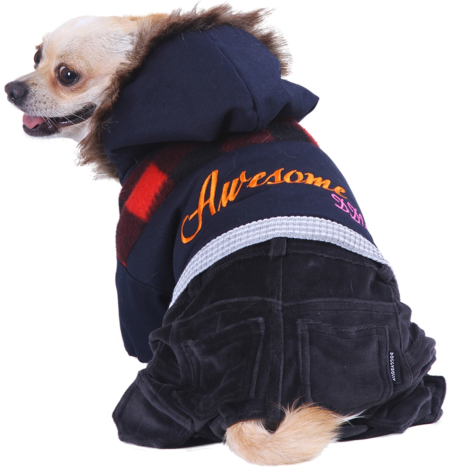 DoggyDolly W299 Outdoor Jogginganzug für Hunde blau-schwarz