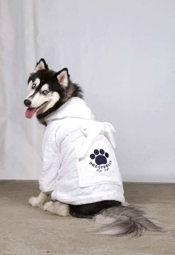 DoggyDolly BIG DOG BD030 Bademantel für große Hunde weiß