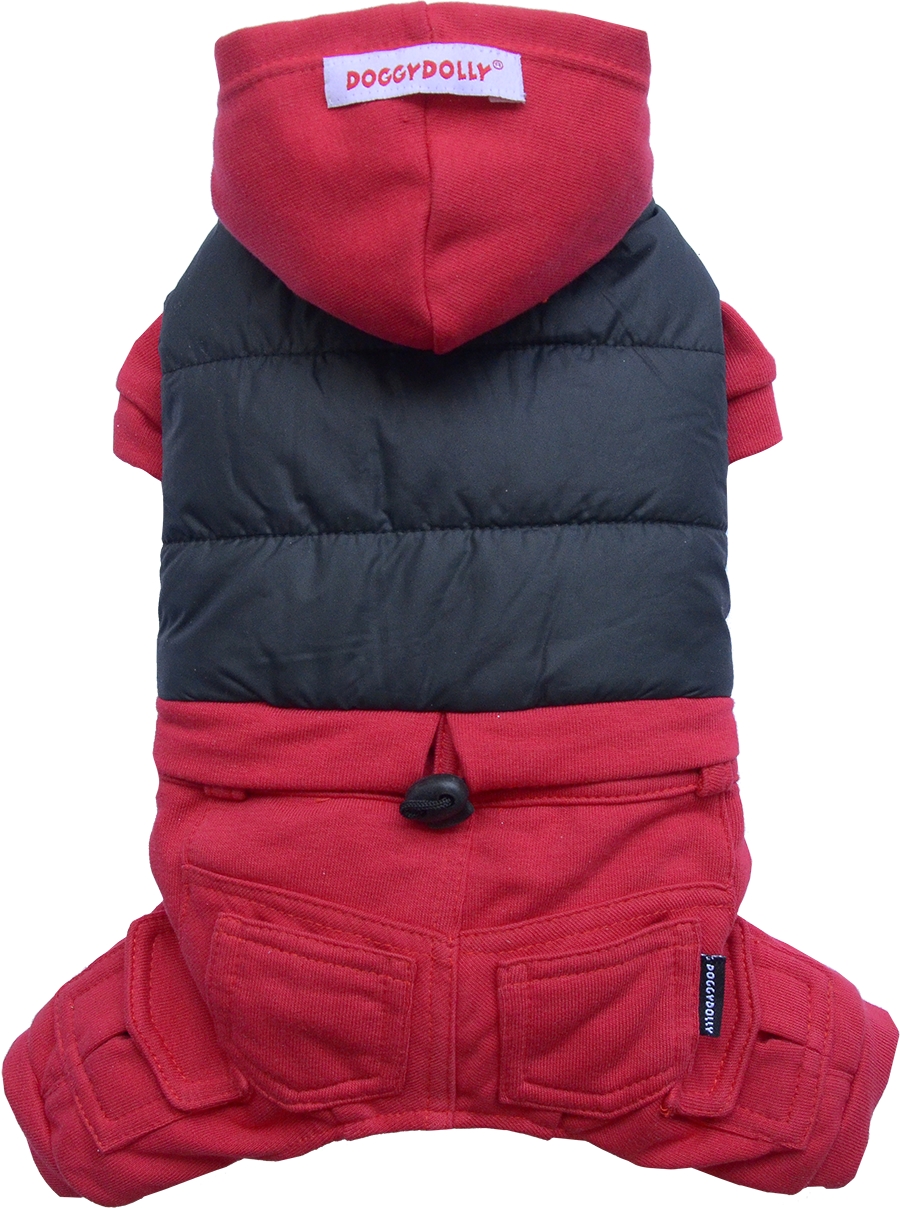 DoggyDolly W108 Outdoor Jogginganzug für Hunde schwarz-rot