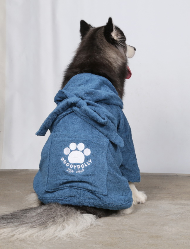 DoggyDolly BIG DOG BD050 Bademantel für große Hunde blau