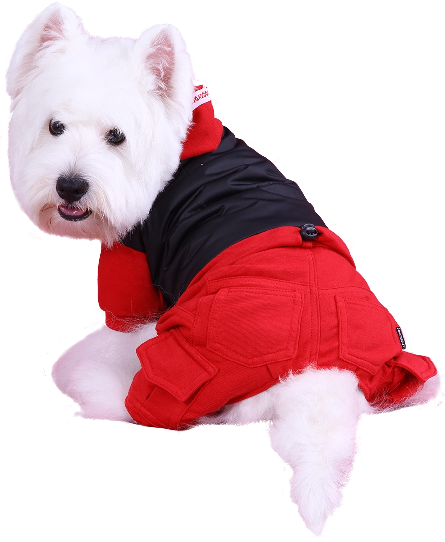 DoggyDolly W108 Outdoor Jogginganzug für Hunde schwarz-rot