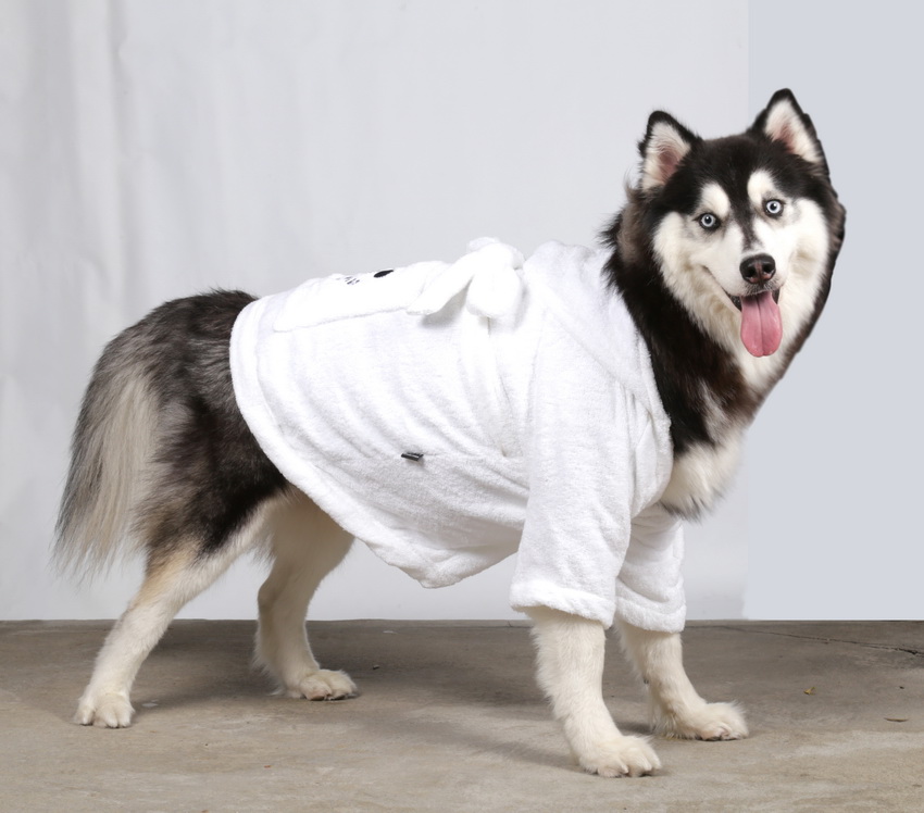 DoggyDolly BIG DOG BD030 Bademantel für große Hunde weiß