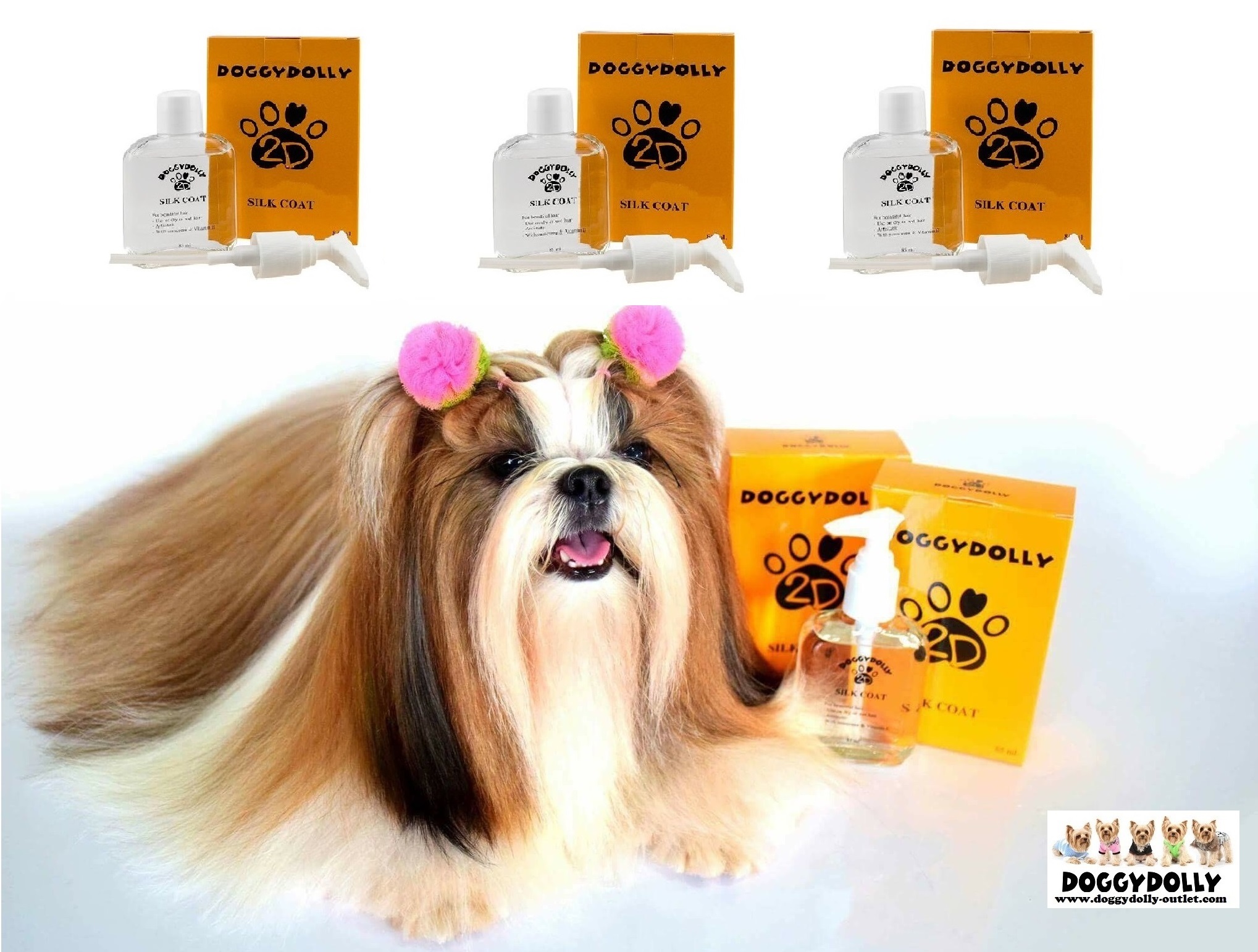 DoggyDolly PS001 Silk Coat Fellpflege für Hunde 3er Set